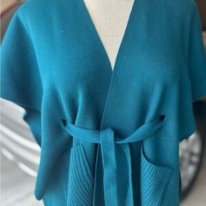 LOFT Teal Women's Sweater Poncho with Belt